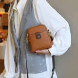 Sac à bandoulière unicolore multifonctionnel en cuir souple
