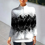 Pull avec Imprimé Flocon de Neige et Fermeture Éclair
