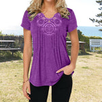 T-shirt coupe slim en dentelle à col en V