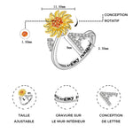 Bague Réglable Lettre Tournesol pour Fille/petite-fille
