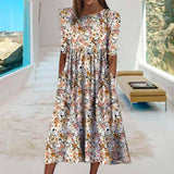 Robe de poche imprimée à col rond