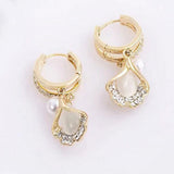 Boucles d'Oreilles Opale Feuille de Ginkgo