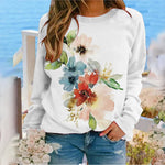Sweat-shirt Fleuri à Col Rond