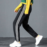 Pantalon de Jogging Solide en Coton Polaire Chaud pour Femme