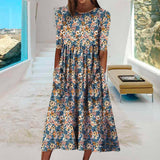 Robe de poche imprimée à col rond