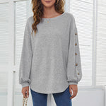 T-shirt ample à boucle de lanterne de loisir à col rond