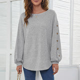 T-shirt ample à boucle de lanterne de loisir à col rond