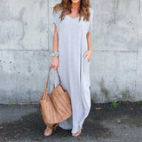 Robe col V avec fentes et poches