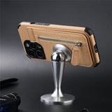 Étui magnétique pour téléphone avec fermeture éclair et fente pour carte de crédit