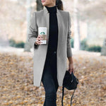 Blazer tendance en laine unicolore à col montant
