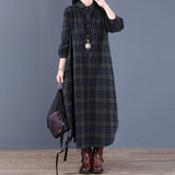 Robe Chemise à Carreaux à Manches Longues