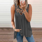 Gilet creux sexy sans manches de couleur unie pour femmes