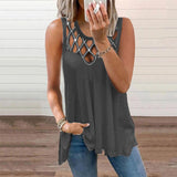 Gilet creux sexy sans manches de couleur unie pour femmes