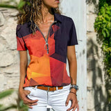 T-shirt Zippé à Manches Courtes Bohemian West Ethnic
