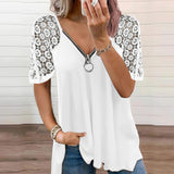 T-shirt zippé en dentelle élégante