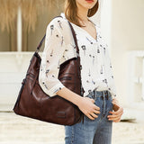 Sac seau fourre-tout polyvalent en cuir souple de grande capacité pour femmes