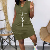 Robe Sans Manches Á Double Poche Et Imprimé Lettre