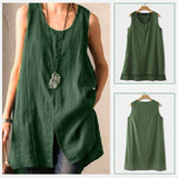 Gilet sans manches casual coton lin uni