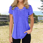 T-shirt coupe slim en dentelle à col en V