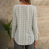 Chemise Décontractée Rayée Á Col En V Et Manches Longues