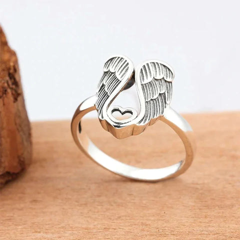 Bague en argent sterling coeur d'ange