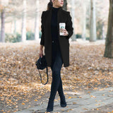 Blazer tendance en laine unicolore à col montant