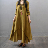 Robe décontractée en lin à manches longues