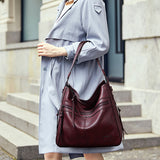 Sac seau fourre-tout polyvalent en cuir souple de grande capacité pour femmes