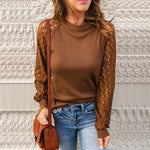 T-shirt à encolure ras du cou Waffle Grace Panel pour femmes