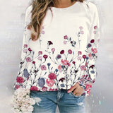 Sweat-shirt Fleuri à Col Rond