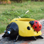 Pot de fleurs coccinelle en métal