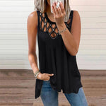 Gilet creux sexy sans manches de couleur unie pour femmes