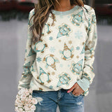 Imprimé de Noël Crewneck Sweat-shirt Polaire à Manches Longues