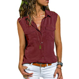 Chemisier uni sans manches avec poches