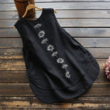 Débardeur sans manches en coton et lin Daisy