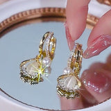 Boucles d'Oreilles Opale Feuille de Ginkgo