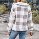 Manteau en Molleton Épais à Carreaux