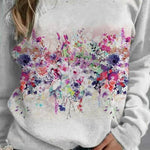 Sweat-shirt Fleuri à Col Rond