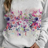 Sweat-shirt Fleuri à Col Rond
