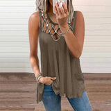 Gilet creux sexy sans manches de couleur unie pour femmes