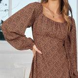 Robe manches longues imprimé léopard