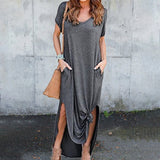 Robe col V avec fentes et poches