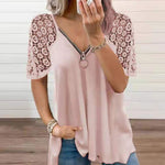 T-shirt zippé en dentelle élégante