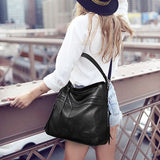 Sac seau fourre-tout polyvalent en cuir souple de grande capacité pour femmes