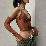 Haut à Licou En Maille Transparente à Épaules Dénudées