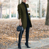 Blazer tendance en laine unicolore à col montant