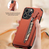 Étui magnétique pour téléphone avec fermeture éclair et fente pour carte de crédit