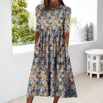 Robe de poche imprimée à col rond