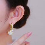 Boucles d'Oreilles Opale Feuille de Ginkgo