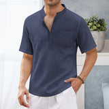 T-shirt De Plage Á Manches Courtes Avec Poche Hippie Pour Homme